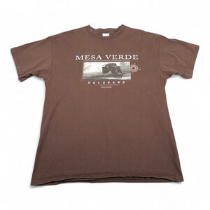 Vintage Mesa Verde Shirt Adult LARGE Brown Eagle Colorado Wilderness Outdoor 90s